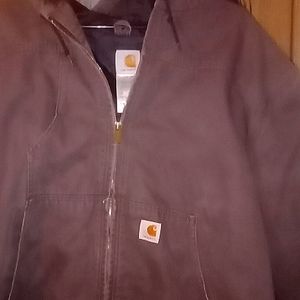 Men's brown hooded zip up Carhartt jacket